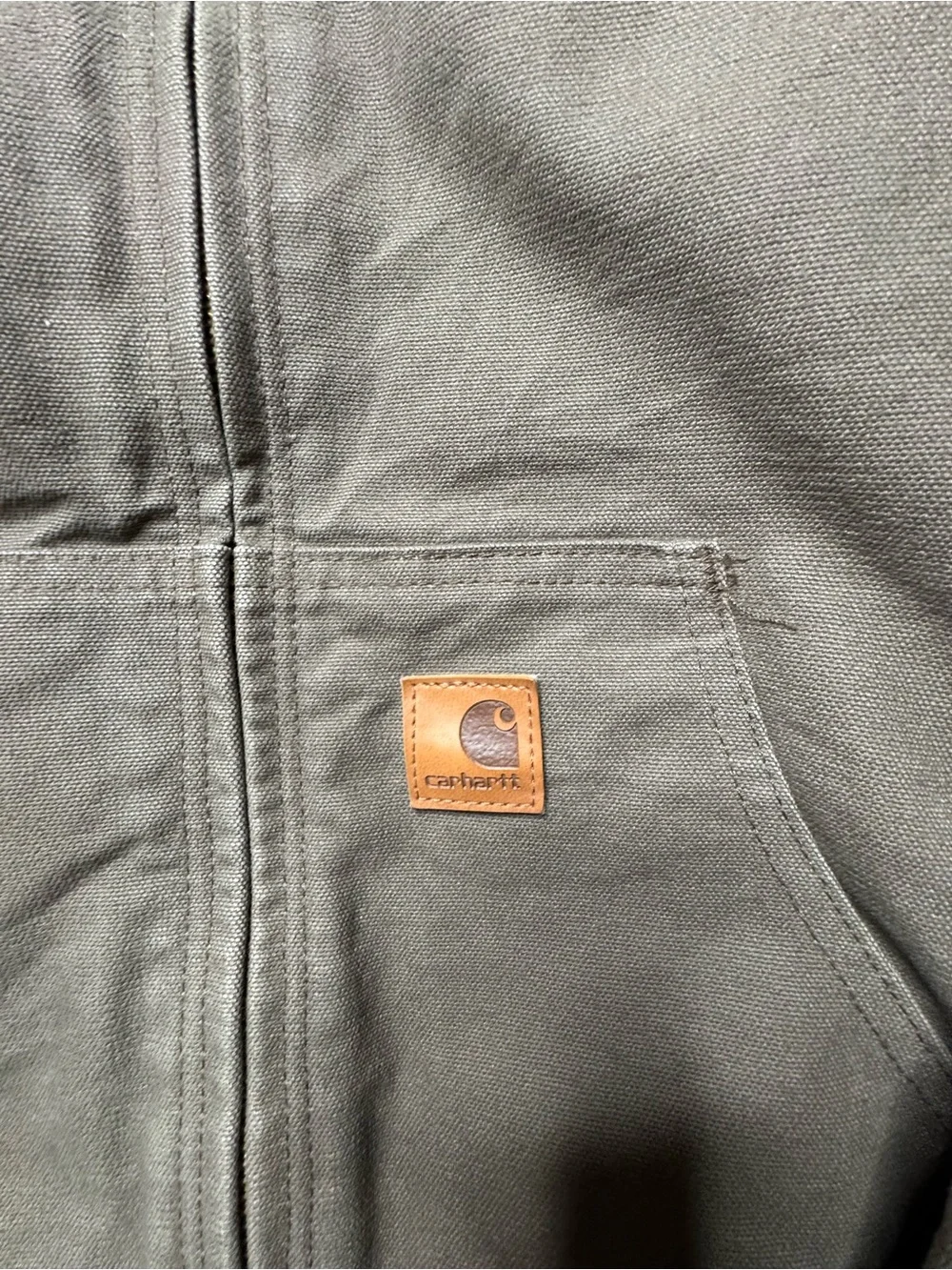 Vtg Y2K Carhartt J130 LBR Brown Hooded Jacket Mens Sz S Canvas Workwear Quilted